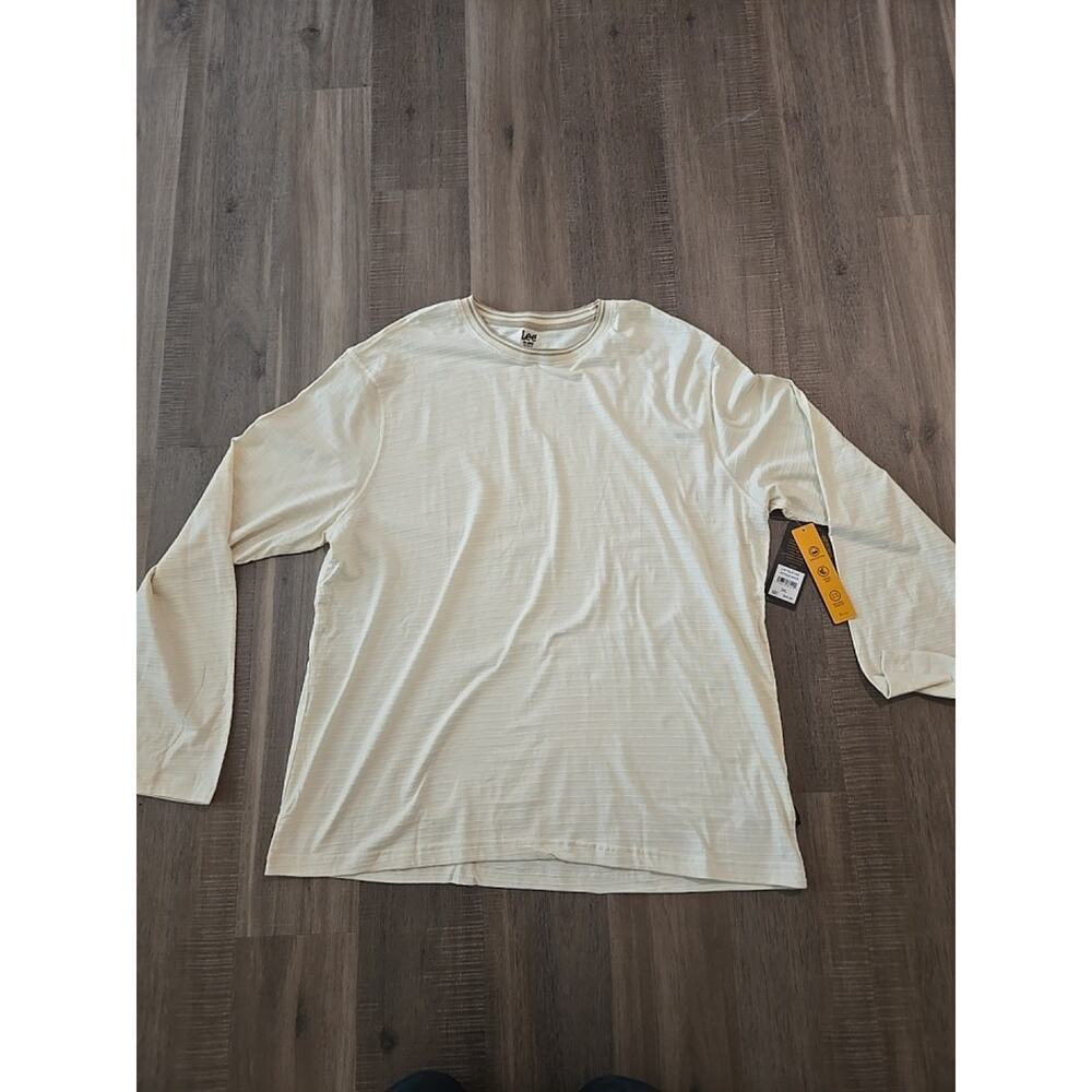 Lee Crew Neck T-Shirt Mens XXL Cream Lee Express Long Sleeve NEW Antique White